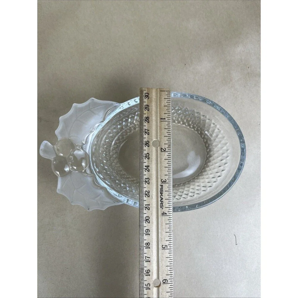 Mikasa Studio Nova‎ Candy Dish Christmas Bowl Frosted Holly Berries Clear Glass